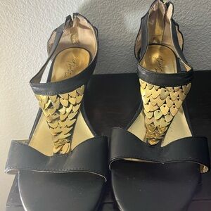 Black and Gold Women's Sandals